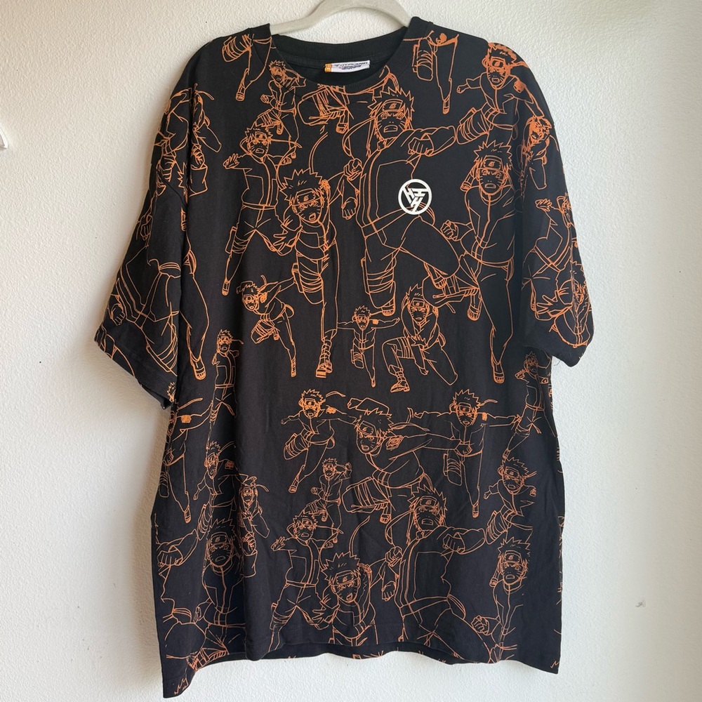 Naruto Shippuden Collectors Graphic Tee Black and Orange XXL